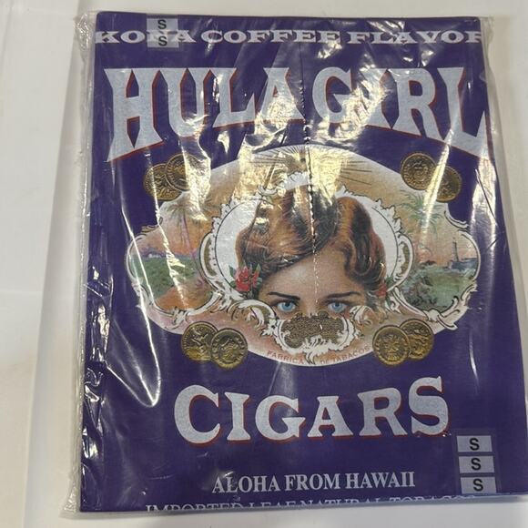 NWT Kona Coffee Flavor HULA GIRL CIGARS Aloha from Hawaii Small Purple T-Shirt - Picture 1 of 6
